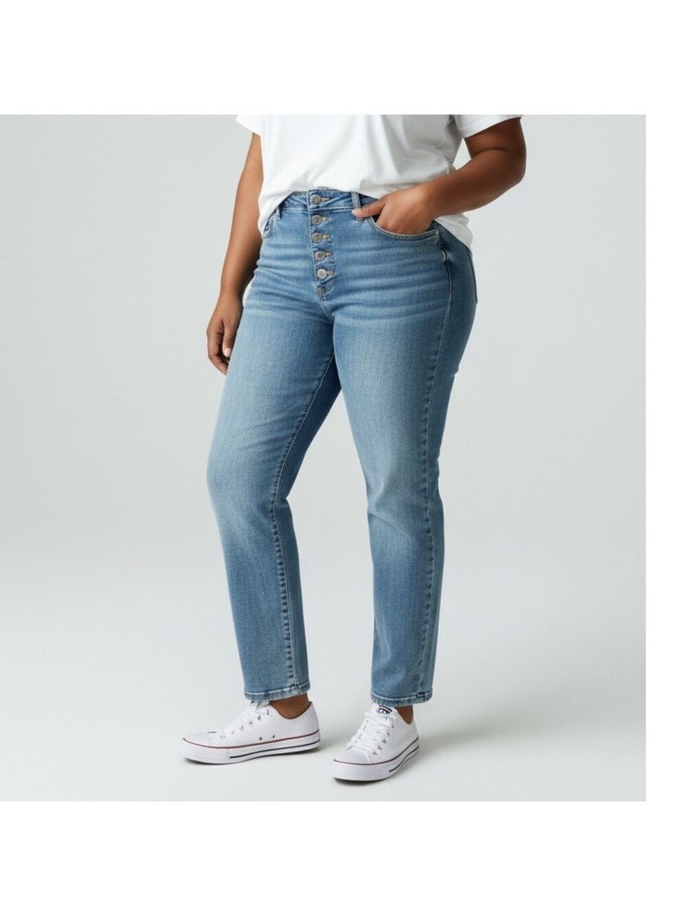 LC Lauren Conrad High Rise Distressed Skinny Ankle Jeans Plus Size 18S NWT